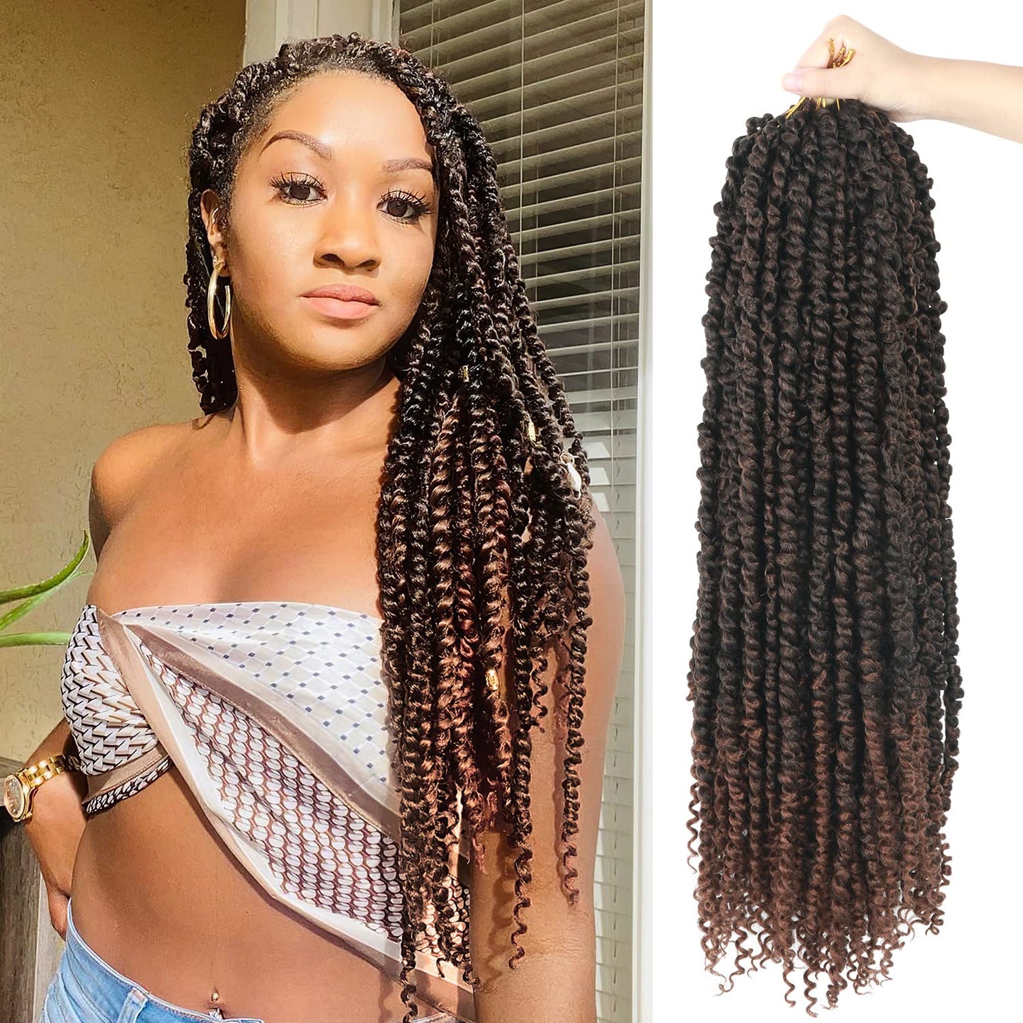Bileaf Passion Twist Hair 24 Inch Pre-Twisted Passion Twist Crochet Hair, Pre Looped Crochet Passion Twist Crochet Braids Bohemi