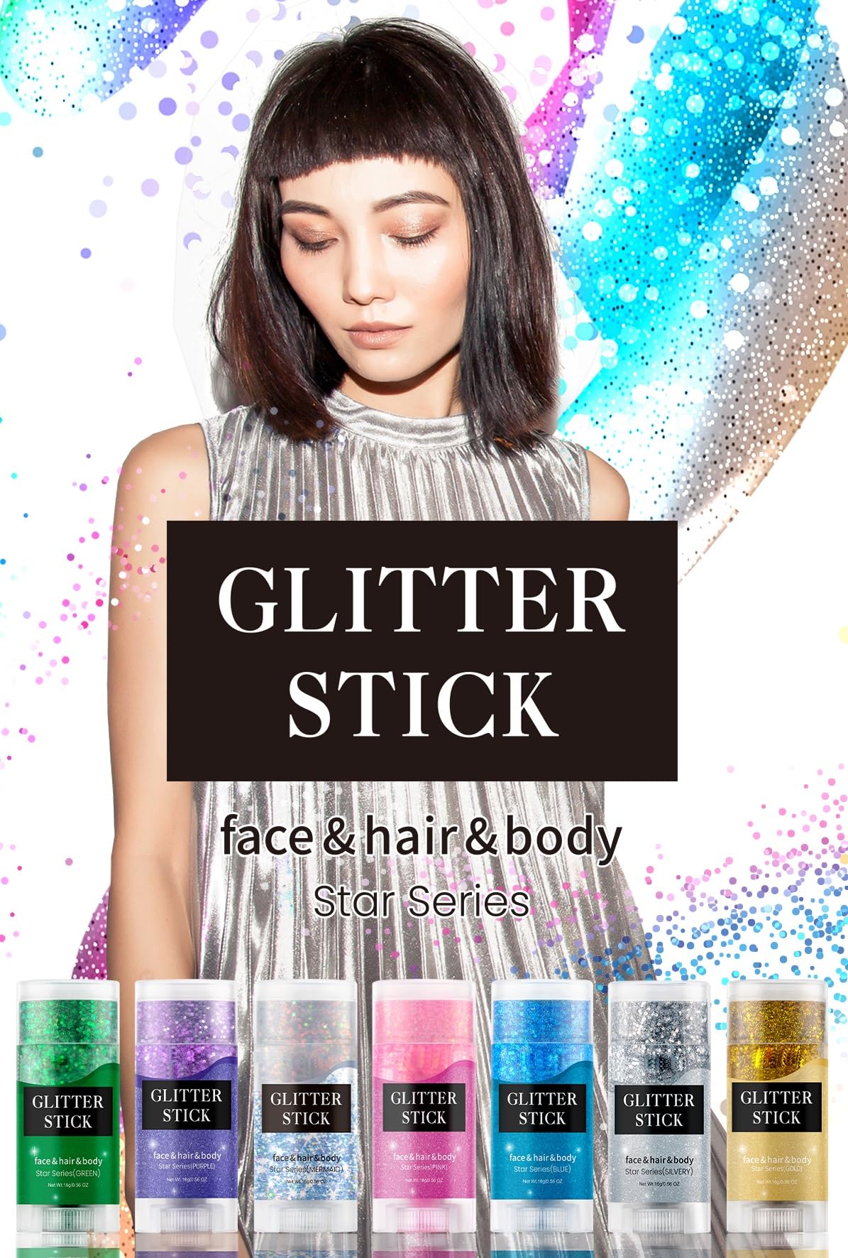 Blue Body Glitter Stick,Holographic Sequins Paint Sparkling Face Glitter for Women Face/Body/Hair/Eyes/Lip Glitter Makeup.