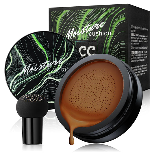 Mushroom Head Air Cushion CC Cream - BB Cream Foundation Makeup Concealer Moisturizing Oil Control, Long-Lasting & Waterproof, Easy Makeup Even Skin Tone (Deep, 3.21 Ounce (Pack of 1))
