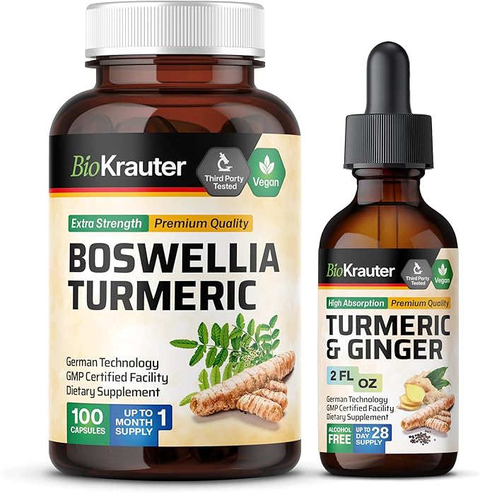 Boswellia Turmeric 100 Capsules & Turmeric Ginger Tincture 2 Fl. Oz.