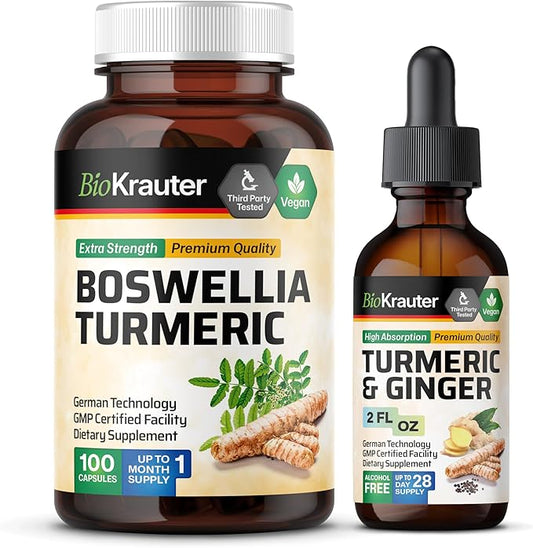 Boswellia Turmeric 100 Capsules & Turmeric Ginger Tincture 2 Fl. Oz.