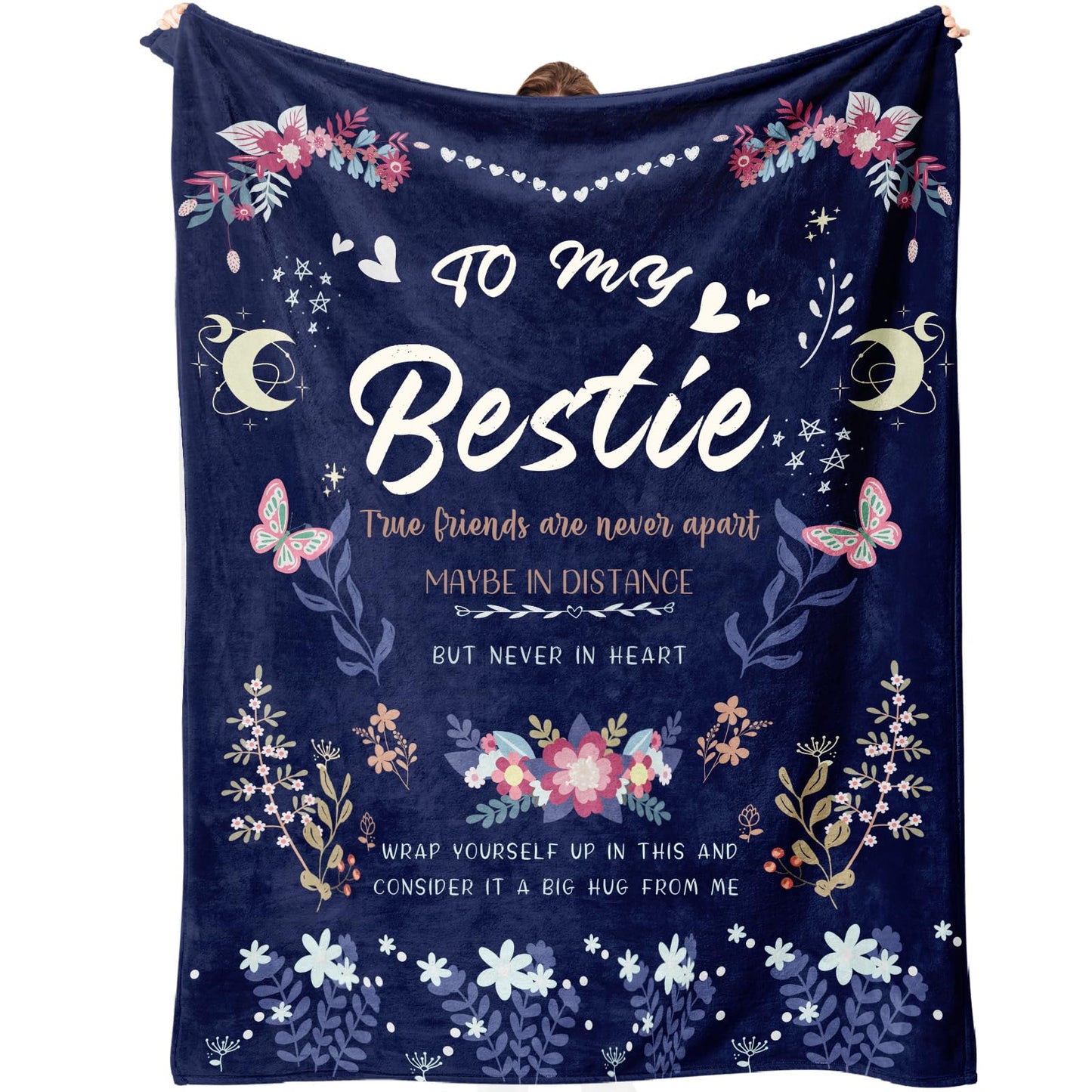 Bestie Gifts for Women on Christmas - Best Friend Blanket Gift 60 x 50 Inch - Bestie Gift, Best Friend Happy Birthday Gifts - Friendship Flannel Throw Blanket Thinking of You Far Away Gifts