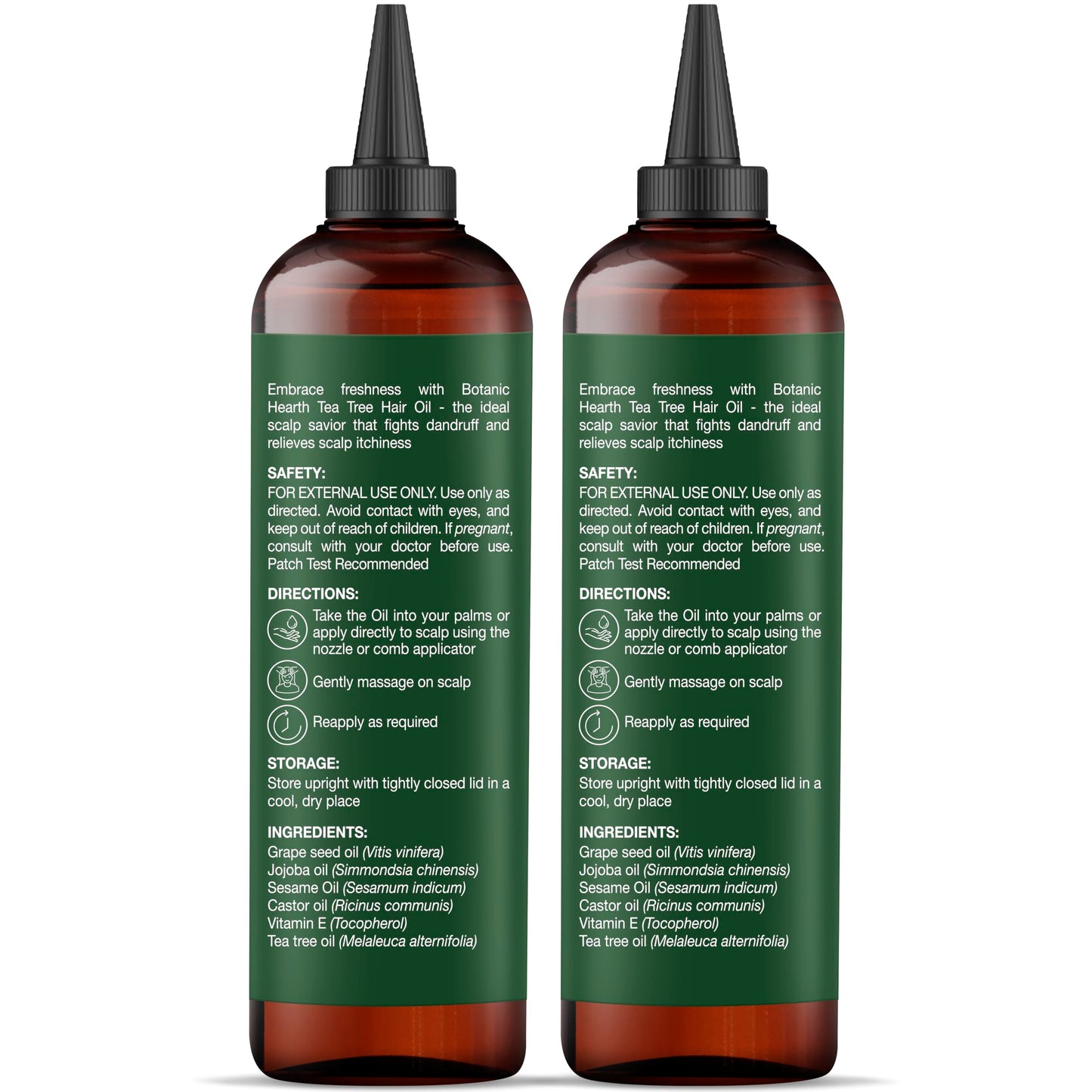 Botanic Hearth 100% Pure Tea Tree Oil for Hair (6.7 fl oz, Pack of 2) | Infused with Jojoba & Grapeseed Oils | Soothes Itchy Scalp & Fights Dandruff | Non GMO Verified