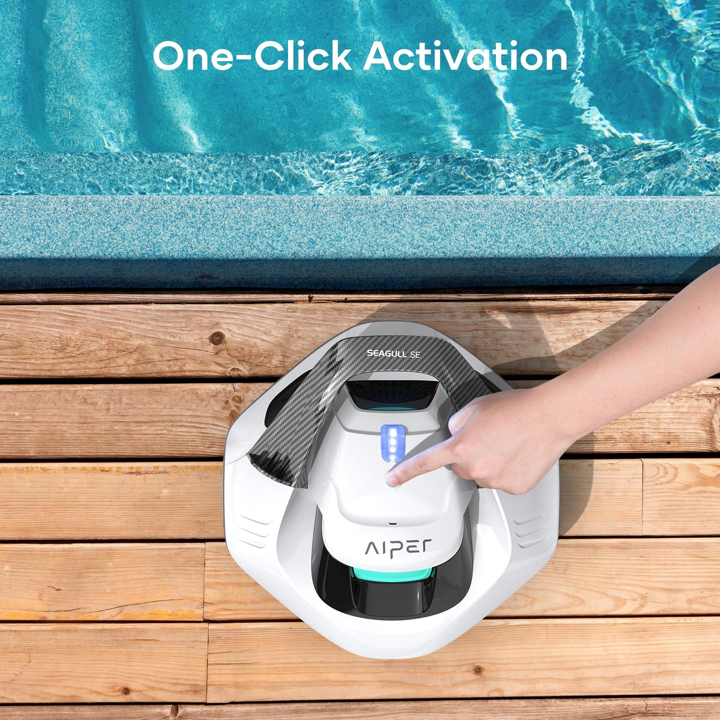 AIPER Cordless Robotic Pool Cleaner, Pool Vacuum Lasts 90 Mins, LED Indicator, Self-Parking, Ideal for Above-Ground Flat Pool up to 860 sq.ft.
