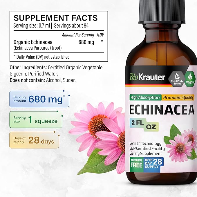 BIO KRAUTER Goldenseal Tincture 2 Fl. Oz. & Echinacea Tincture 2 Fl. Oz.