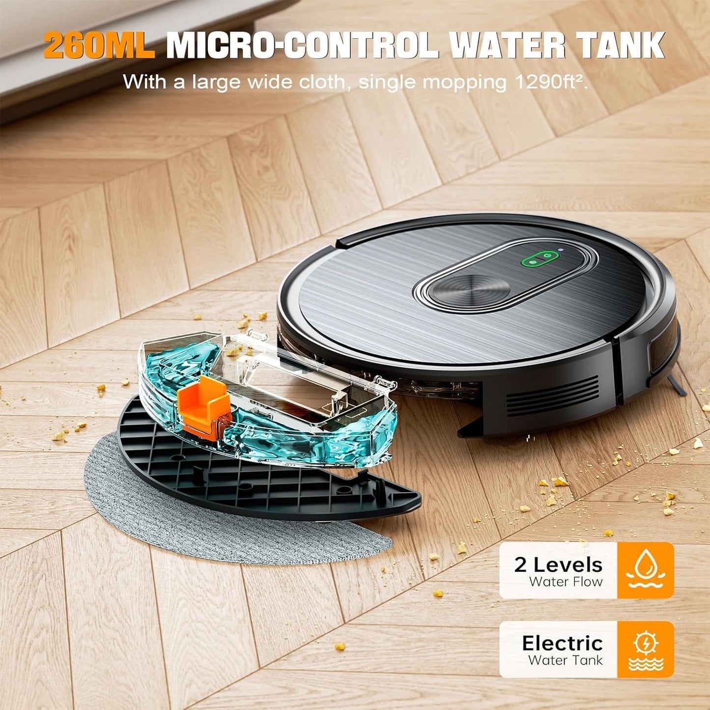 Robot Vacuum and Mop Combo,3200Pa Powerful Suction Robotic Vacuum Cleaner,120Min Runtime with Schedule, App/Bluetooth/Voice,Self-Charging Robot Vacuums Cleaner,Ideal for Pet Hair, Hard Floor,Carpet