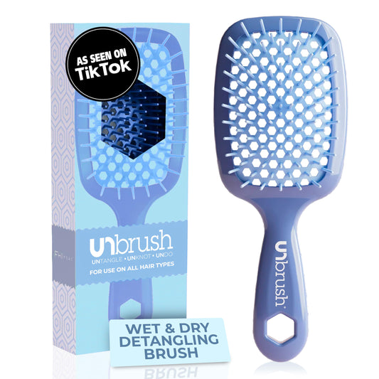 FHI Heat UNbrush Detangling Brush for Pain-Free Brushing on All Wet or Dry Hair Types — Durable DuoFlex Anti-Static Bristles, Lightweight Handle, Vented Hair Brush, Iris Dark Blue