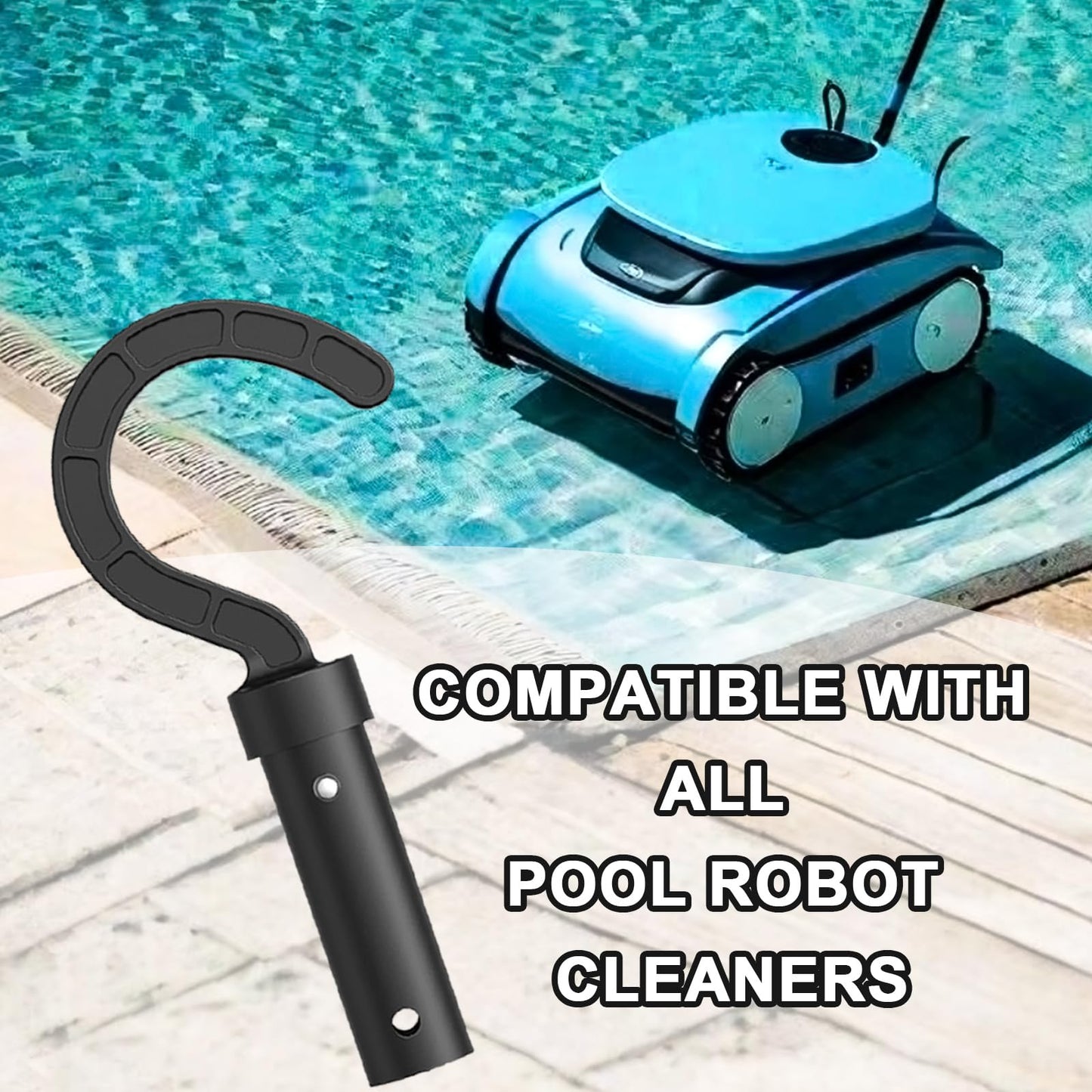 Hook for All Robotic Pool Cleaner, Keyrank Pool Accessories Hook Customized for Pool Vacuum Robot Including Cordless,Above Ground and Underwater,Attaches to Telescopic Poles