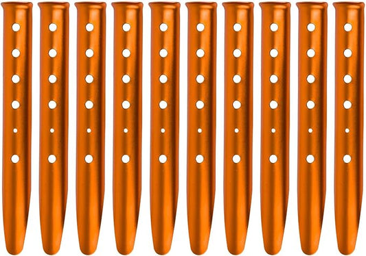 Aluminum Tent Stakes for Camping in Snow & Sand 10PCS Beach Canopy Tent Stakes U-Shaped Tent Pegs Lightweight Ground Nails for Beach Shade Canopy Hiking Backpacking Boating Picnic (Orange)