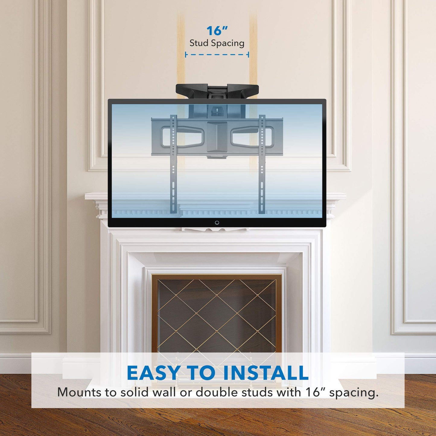 MOUNT-IT! Motorized Fireplace TV Wall Mount | Remote Control Electric Pull Down Mantel Mounting Bracket, Up to 77 Lbs Weight Capacity, Height Adjustable, Swivel, VESA 600x400 Compatible