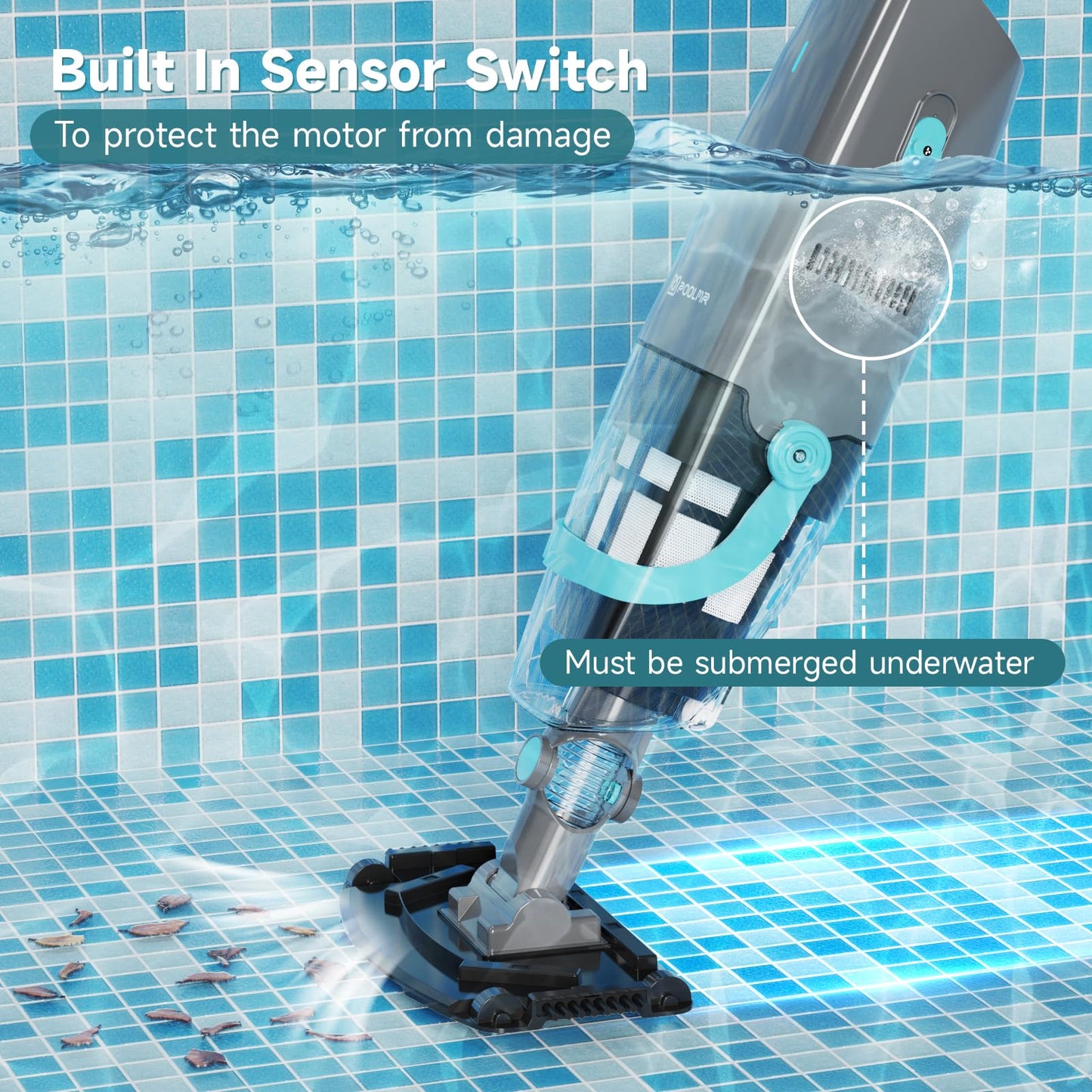 PoolMr Cordless Handheld Pool Vacuum, Rechargeable Pool Cleaner with 16 Gal/Min Suction, 60 Min Runtime, Dual-Phase Cleaning System, Ideal for Above Ground Pools, Spas, Hot Tubs, Teal (2025 Version)