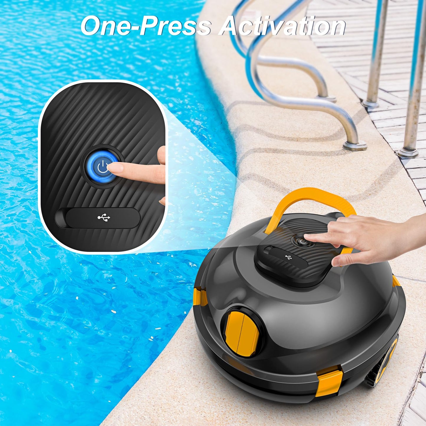 Y20 Cordless Robotic Pool Cleaner, Automatic Pool Vacuum for Above Ground & Inground Pool, 90 Min Runtime, Auto-Parking, Lightweight, Powerful Robot up to 1100 sq.ft
