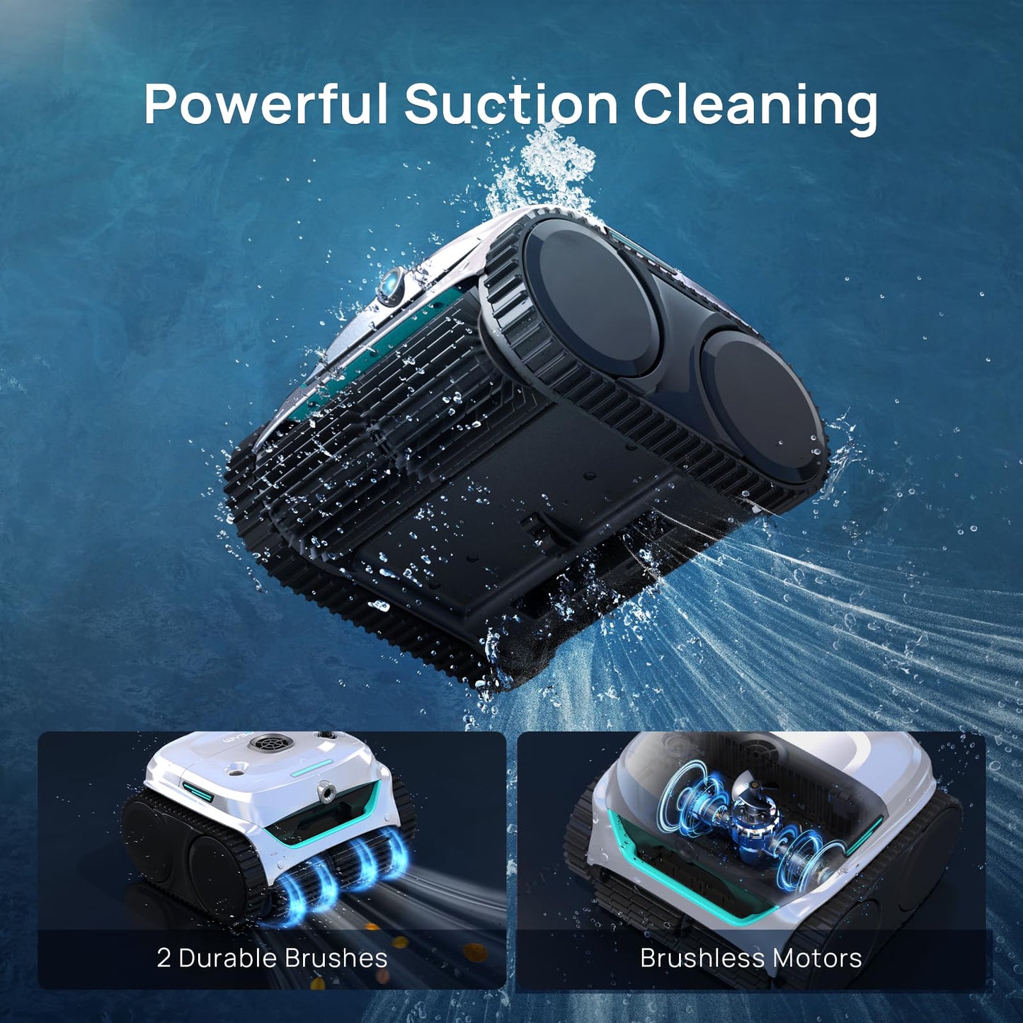 (2025 New) WYBOT C2 Vision Robotic Pool Vacuum with AI Camera, Ultra-Fine Filtration Pool Cleaners for Above&Inground Pools, Comprehensive 8 Mode, Wall Climbing, Smart Navigation, White