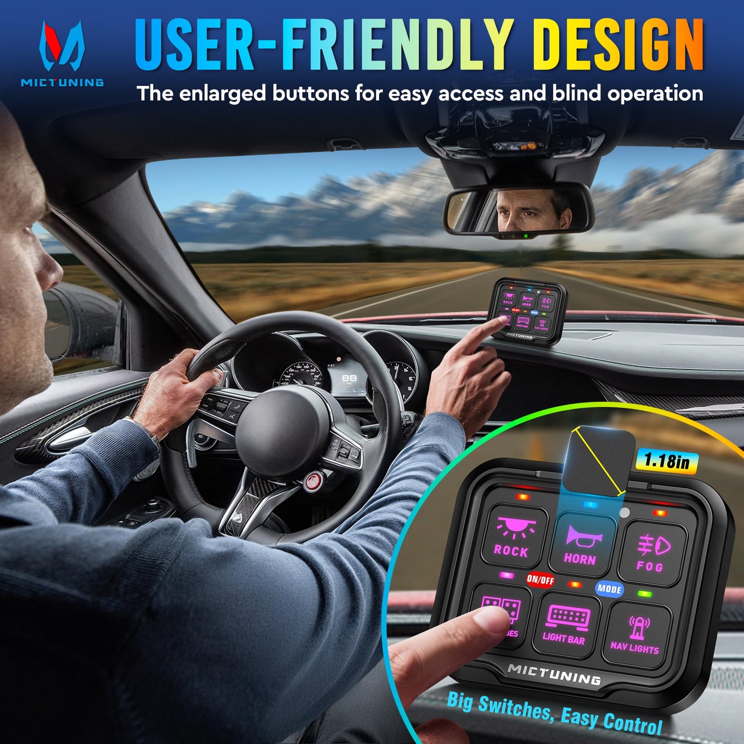 MICTUNING Ultra 6 Gang Switch Panel, IP67 Waterproof, Toggle Momentary Pulsed RGB Dimmable Multifunction Switch Panel, Universal Circuit Control Relay System Switch Box for Car Boat, 2 Years Warranty