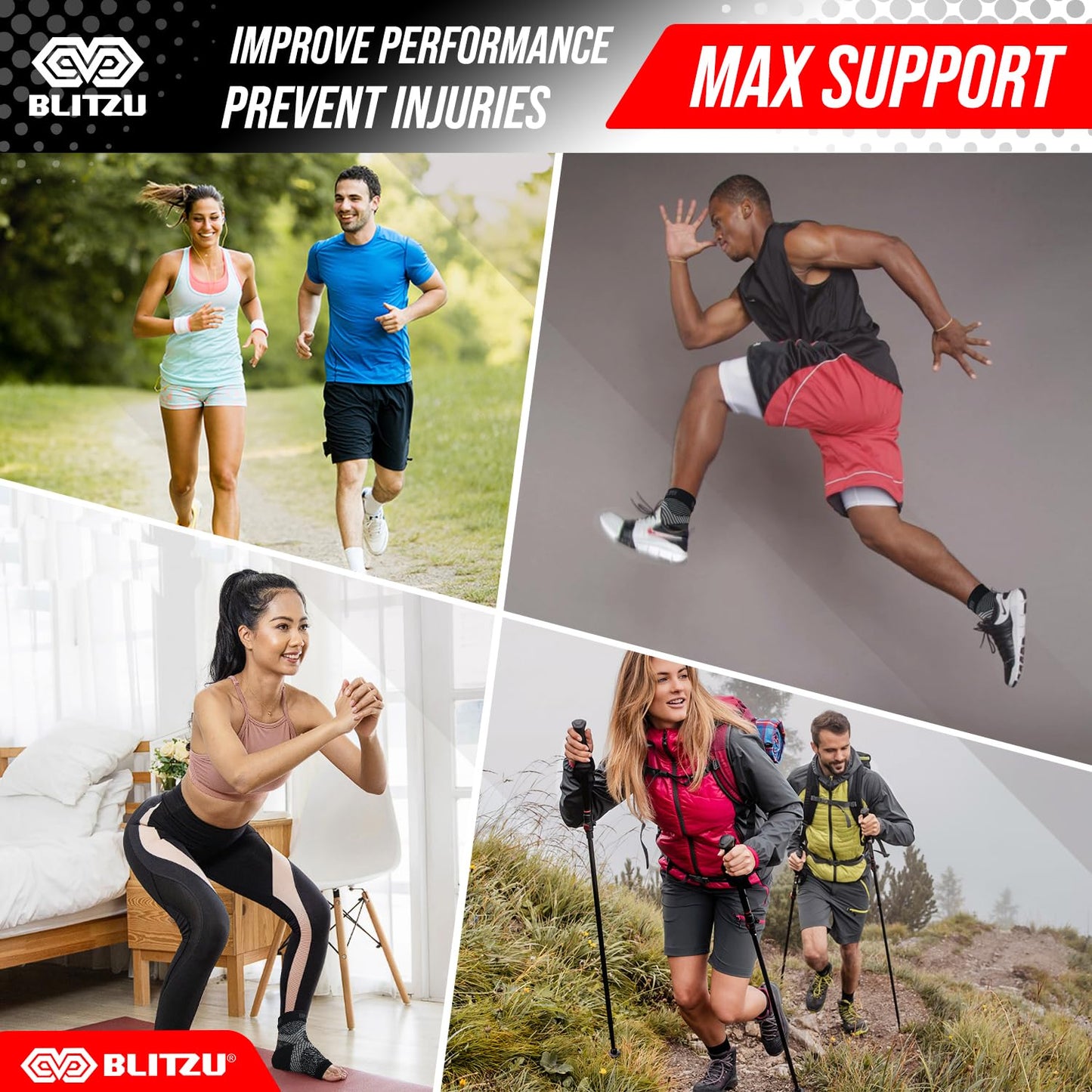 BLITZU Foot Compression Sleeve Plantar Fasciitis Relief Plantar Fasciitis Socks Women Ankle Sleeve Support Foot Support for Pain Plantar Fasciitis Compression Socks Black XXL