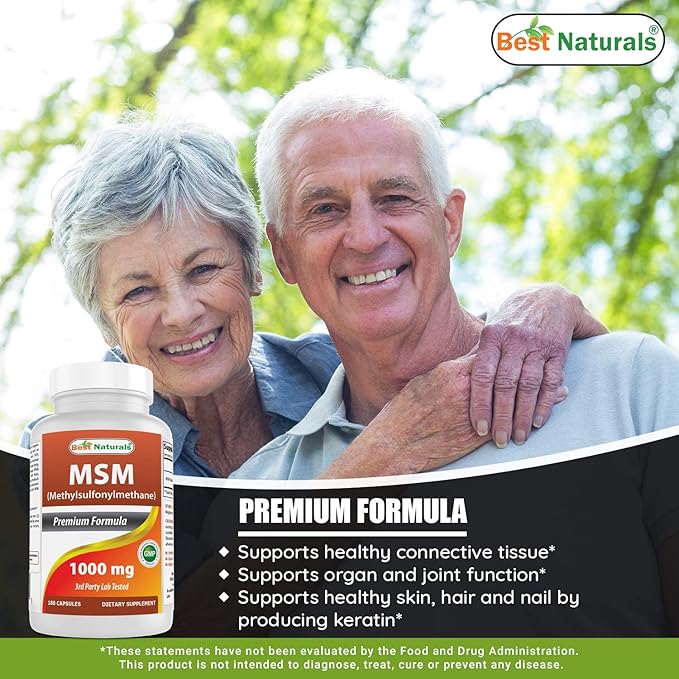Best Naturals MSM 1000 mg 180 Capsules (180 Count (Pack of 3))