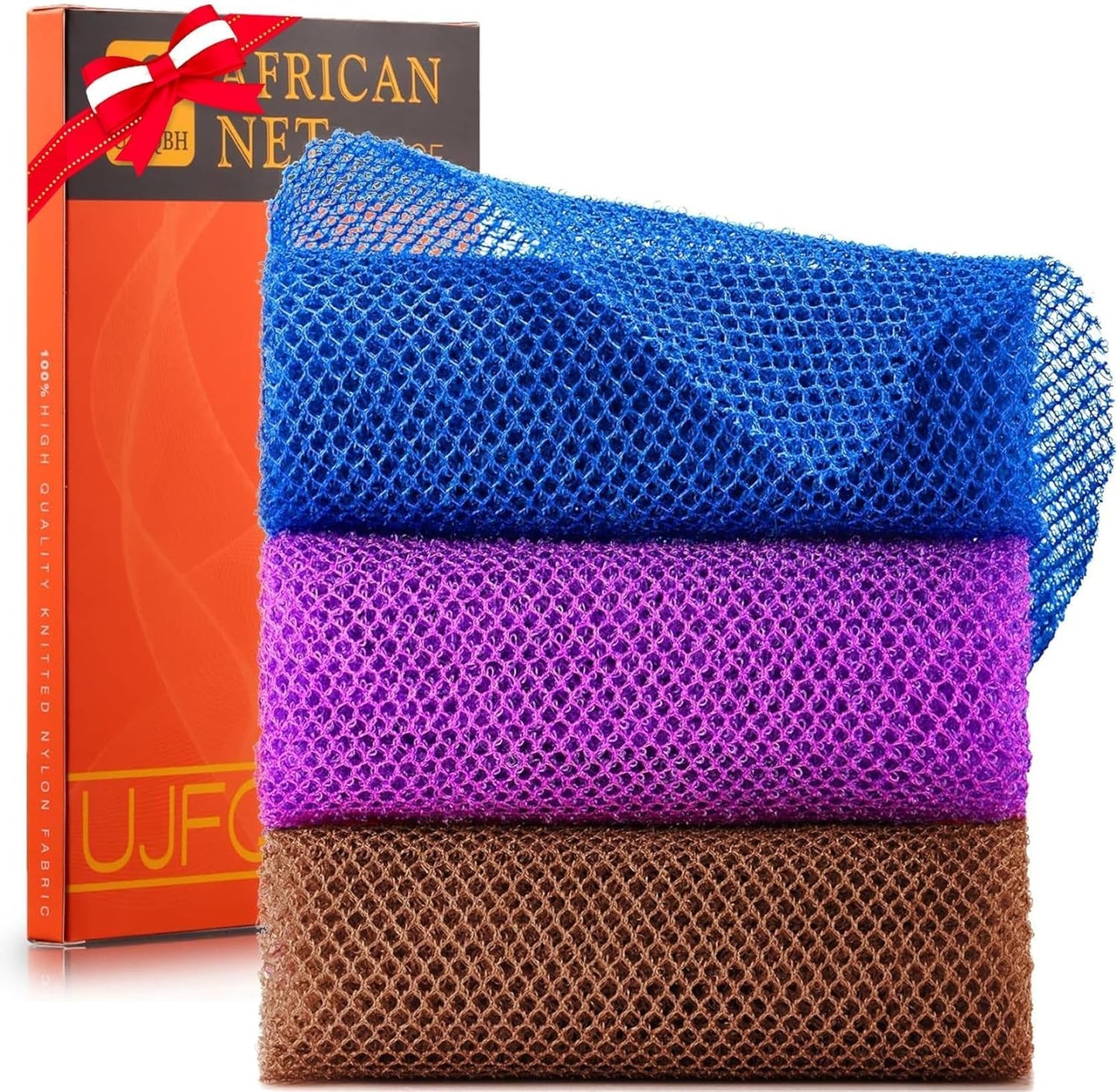 3-Piece African Exfoliating Net Bath Sponge Set | Skin Smoother | Daily Use