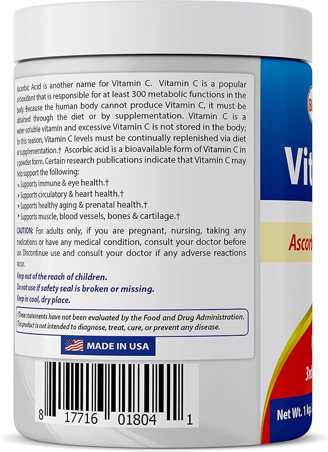 Best Naturals 100% Pure Vitamin C Powder Non-GMO 1 lb (454 Grams) Powder (Also Called Ascorbic Acid) (1 LB (Pack of 2))