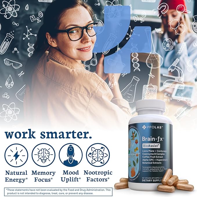 Brain-fx™ Nootropic Brain Energy Memory & Focus Supplement, Lions Mane Extract, L Theanine, Methyl B12 5MTHF B Complex, Alpha GPC Choline, Bacopa Monnieri, Ginseng, Cordyceps, Huperzine A BDNF Factor