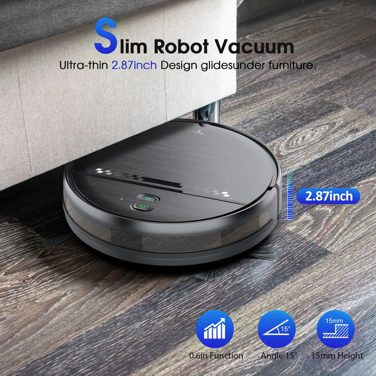 Robot Vacuum and Mop, 2-in-1 Robotic Vacuums Cleaner with Smart Max Strong Suction, WiFi/App/Alexa Voice Control, Obstacle Avoidance, for Pet Hair, Carpets and More