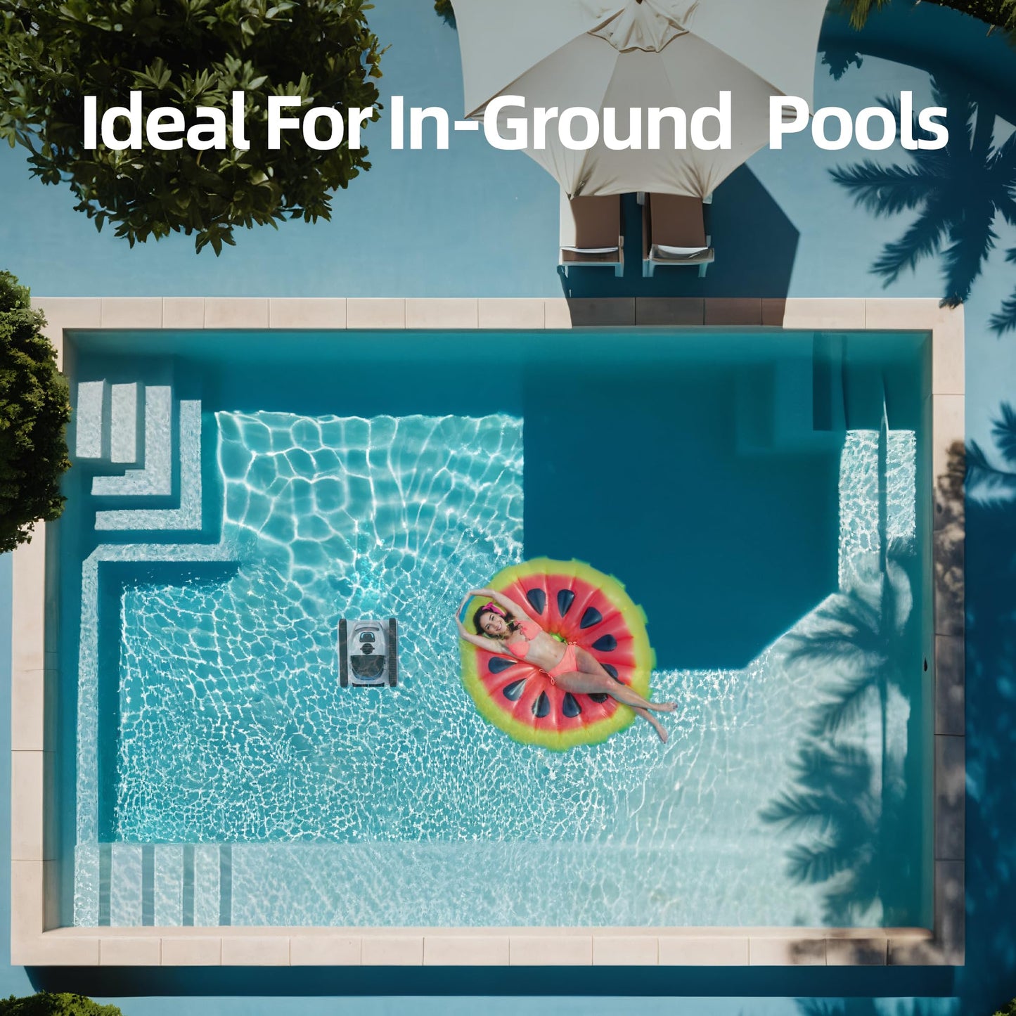 Pool Vacuum for Above Ground Pool for In Ground Pools, 2.5h Runtime, Cordless Robotic Pool Cleaner with 2024 Upgraded Motor, Wall Climbing, Intelligent Route Planning