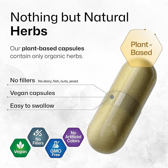 BIO KRAUTER Brain Support Supplement - 100 Count - 1300 mg Blend of Ashwagandha, Panax Ginseng and Ginkgo Biloba - Vegan, No Fillers