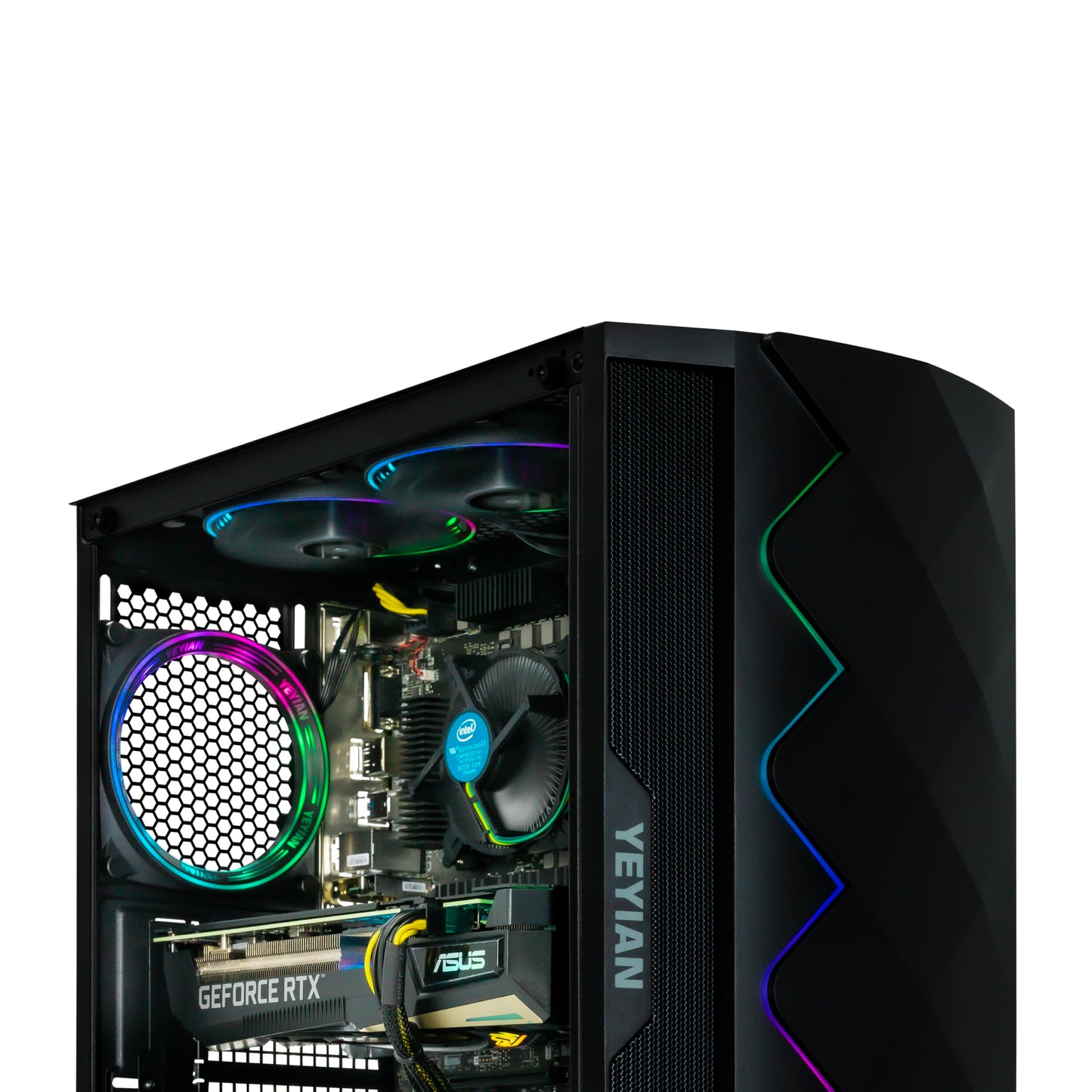 YEYIAN Shoge Gaming Computer - Intel 11th Gen i5-11400F 4.4 GHz, GeForce RTX 3060 Ti Gaming PC Desktop, 512GB NVMe SSD, 16GB DDR4 3200MHz RAM, Stock Fan, Win 11 Home, WiFi 6, 650W PSU