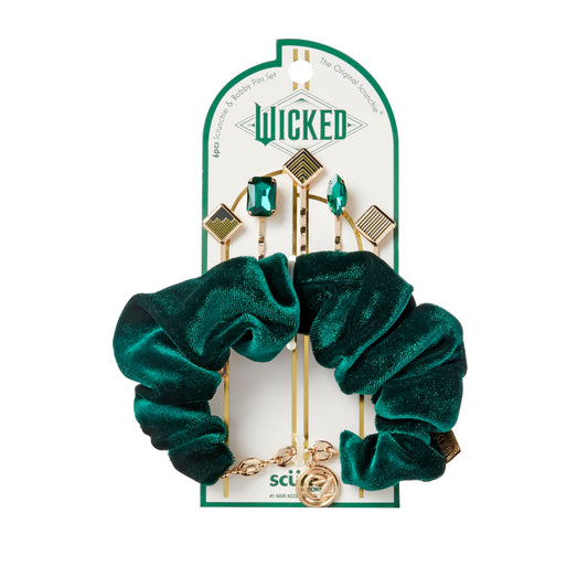 Wicked Emerald City Scrunchie Bobby Pin set - hair clips - hair accessories - hair accessories for girls - gifts for her - Scunci by Conair - 6PK