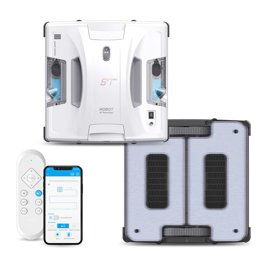 HOBOT S7 Pro Dual Mop Polish Hand Wiping Tec Window Cleaning Robot, 15nm Dual Ultrasonic Spray, 4800Pa Suction, App & Remote Control | for Framed/Frameless Glass, Any Thickness, Indoor/Outdoor Use