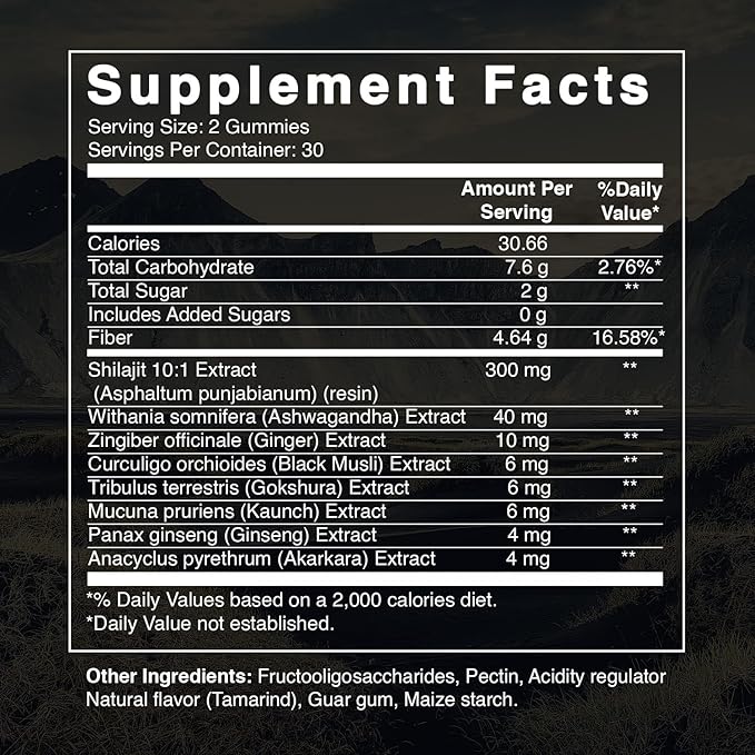 Best Naturtals Pure Himalayan Shilajit Gummies - 60 ct - Made with Ashwagandha, Black Musli, and Gokshura