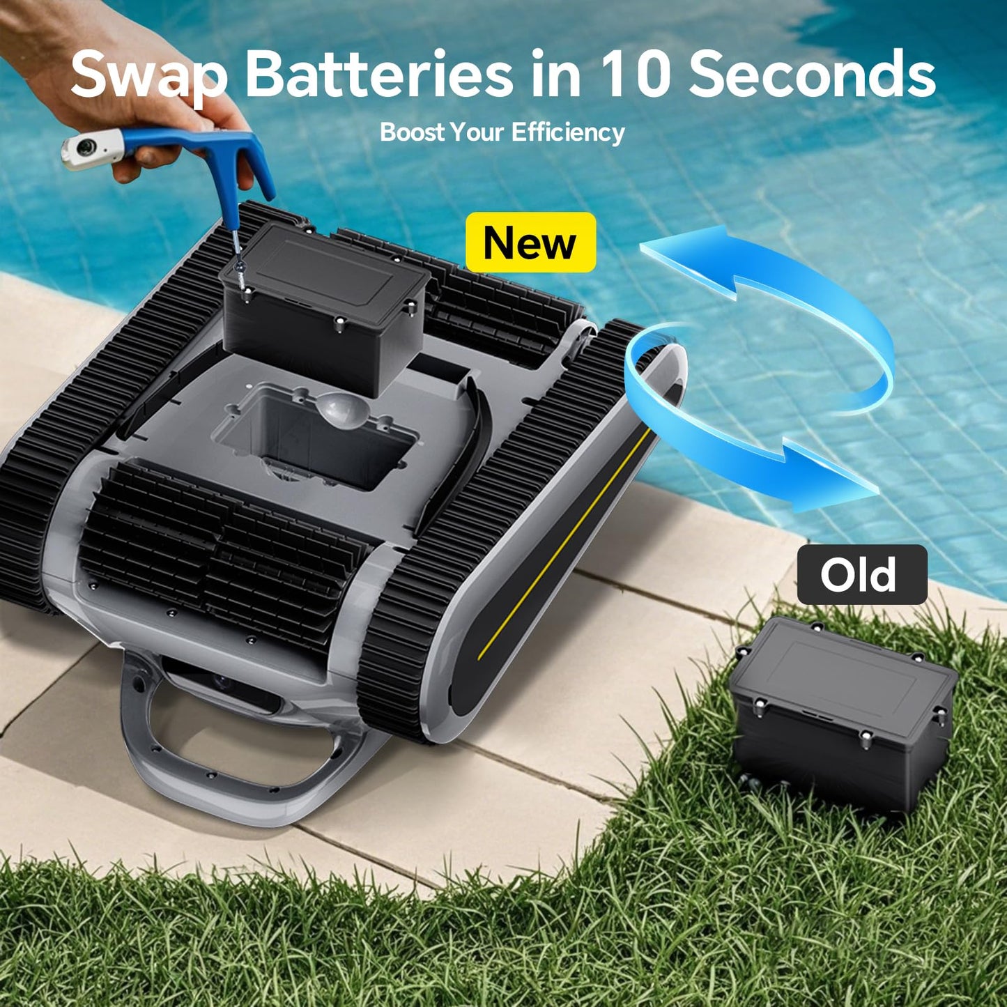 Cordless Robotic Pool Cleaner -Pool Vacuum 180W Brushless Motor, 45,000Pa Suction, Wall Climbing, Sonar Navigation, 3 Modes Automatic Pool Robot for Inground & Above-Ground Pools Up to 2150 Sq. Ft.