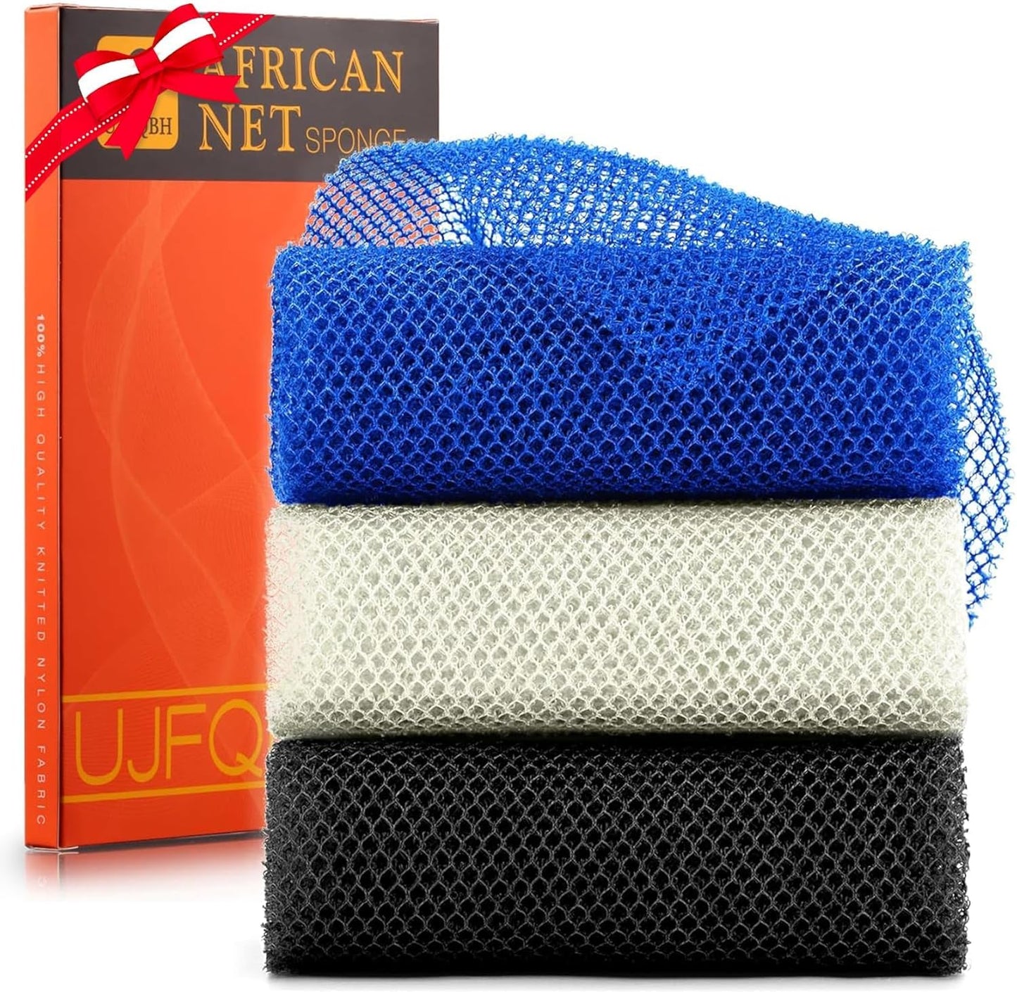 3-Piece African Exfoliating Net Bath Sponge Set | Skin Smoother | Daily Use