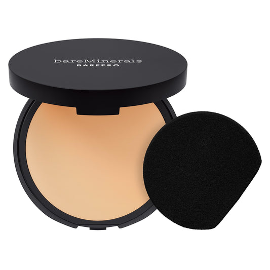 bareMinerals Barepro 24HR Skin-Perfecting Powder Foundation, Matte Pressed Powder Foundation Full Coverage with Plant-Based Squalene, Oil Control, Vegan - Fair 15 Warm