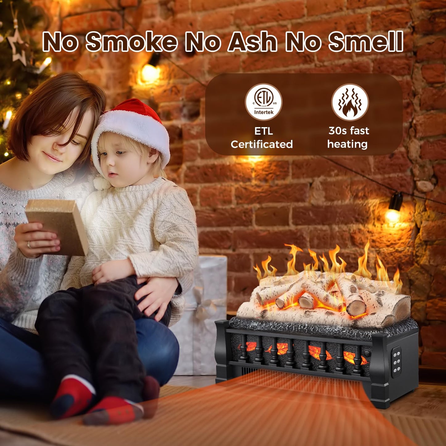 21 Inches Electric Fireplace Insert Log Heater, 5 Flame Brightness, Multiple Flicker Speed, 750w/1500w Heating, Remote Control, Auto Shut Off