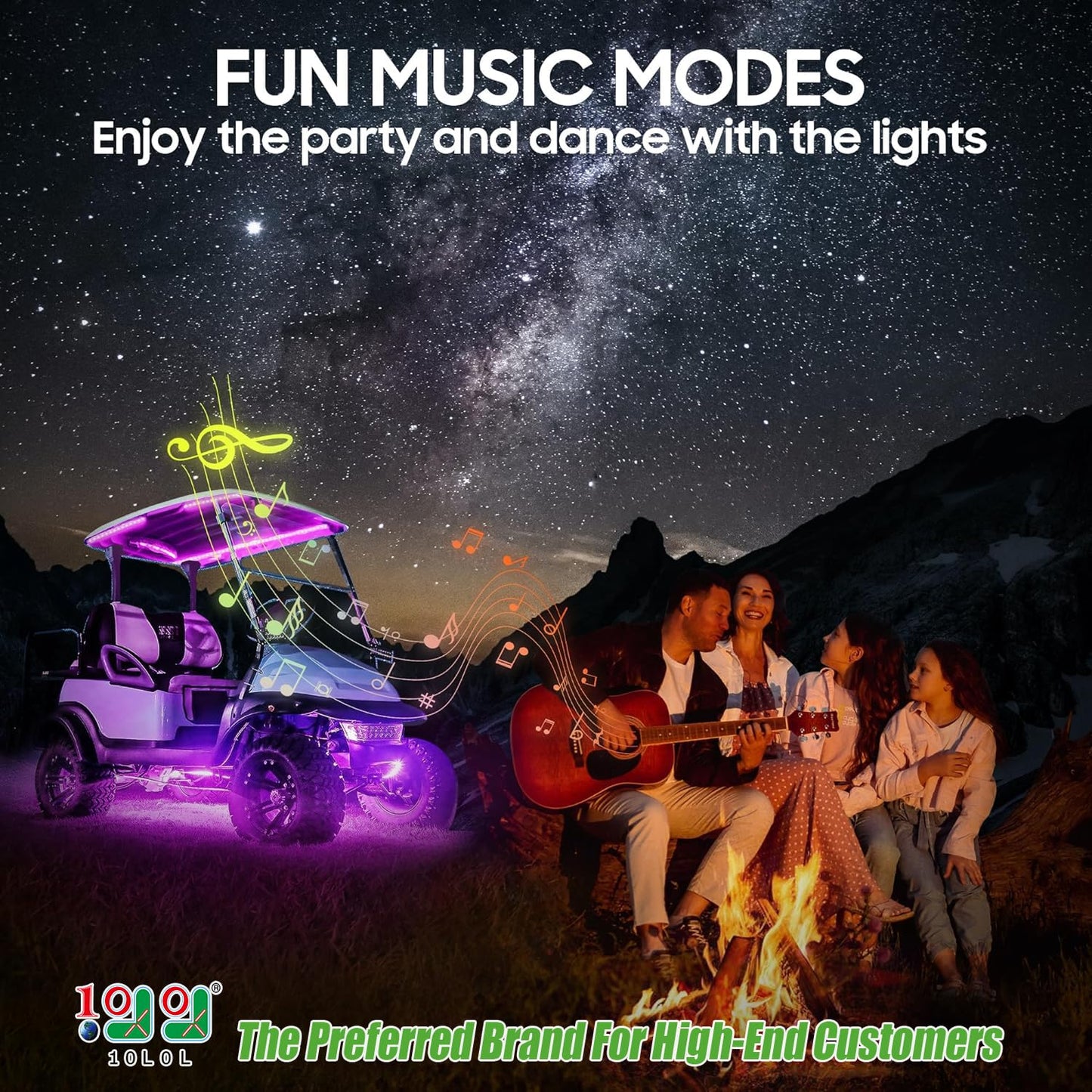 10L0L 6PCS Golf Cart Underbody Light Kit with Canopy Lights, Underglow LED Strip for Yamaha EZGO Club Car, 24 Modes Multicolor RGB Music Sync IP67 Waterproof