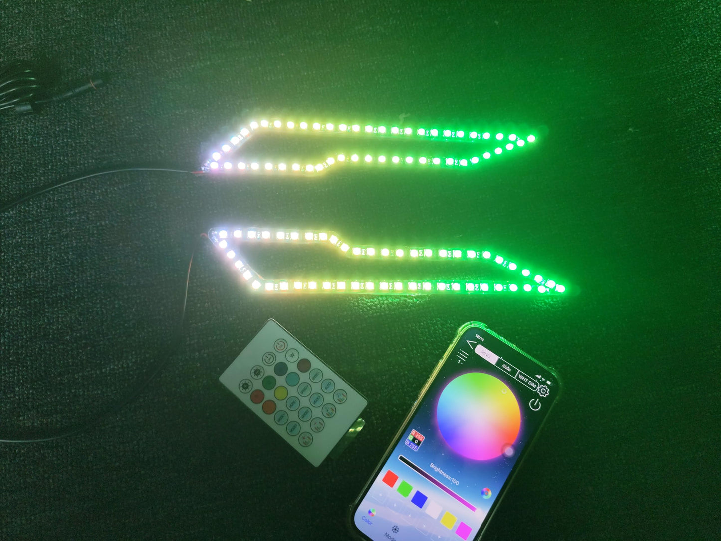 2PCS RGB Dream Color Chasing LED Halo Rings Kit - Angel Eyes Lights with Bluetooth & Remote, Fits 2020-2024 Polaris Slingshot Lower Overlay Lighting Off-Road Attracive Eyes