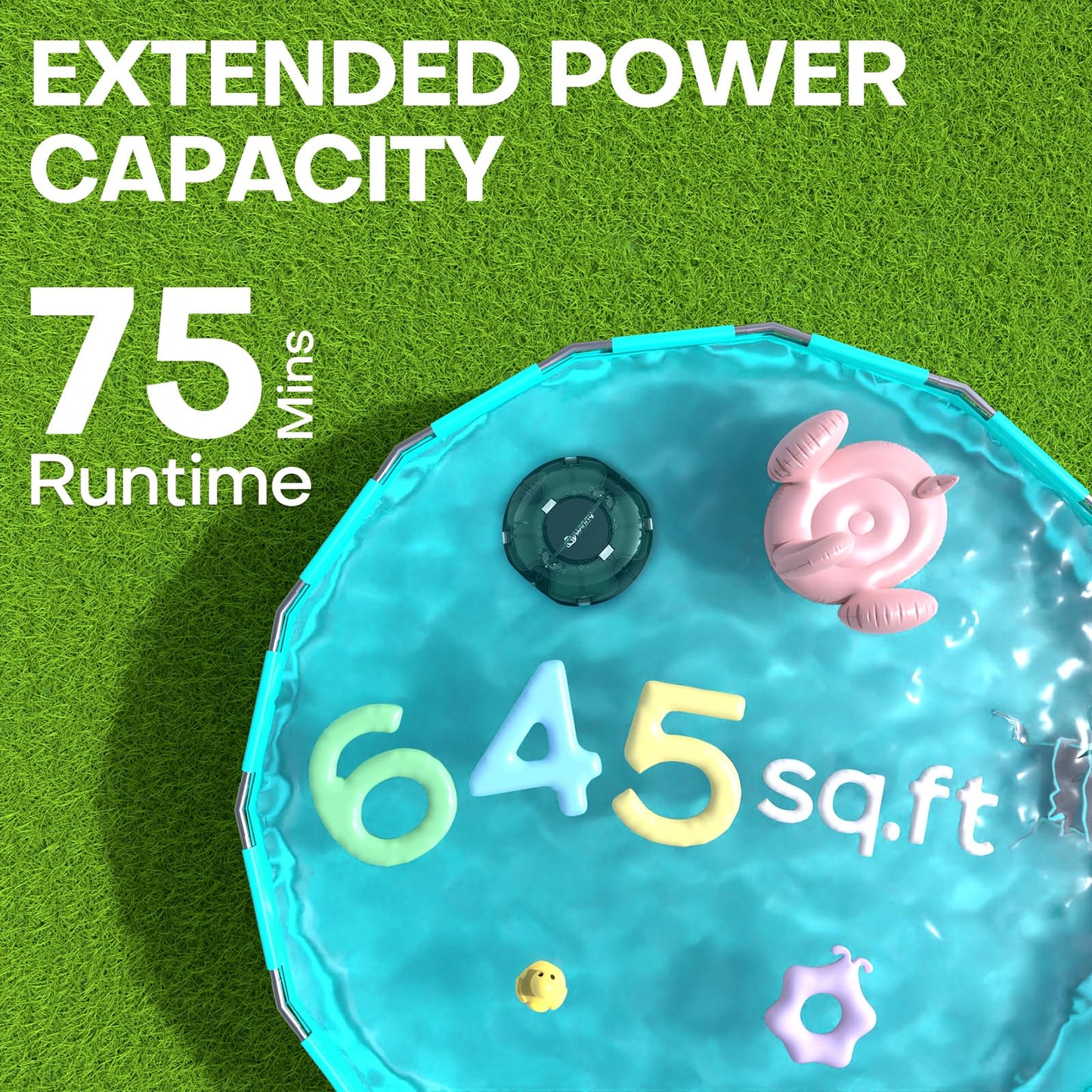 Cordless Robotic Pool Cleaner,Powerful Suction & Dual-Layer Filtration Automatic Vacuum for Above-Ground Pools up to 645 Sq. Ft, Lightweight, Self-Parking