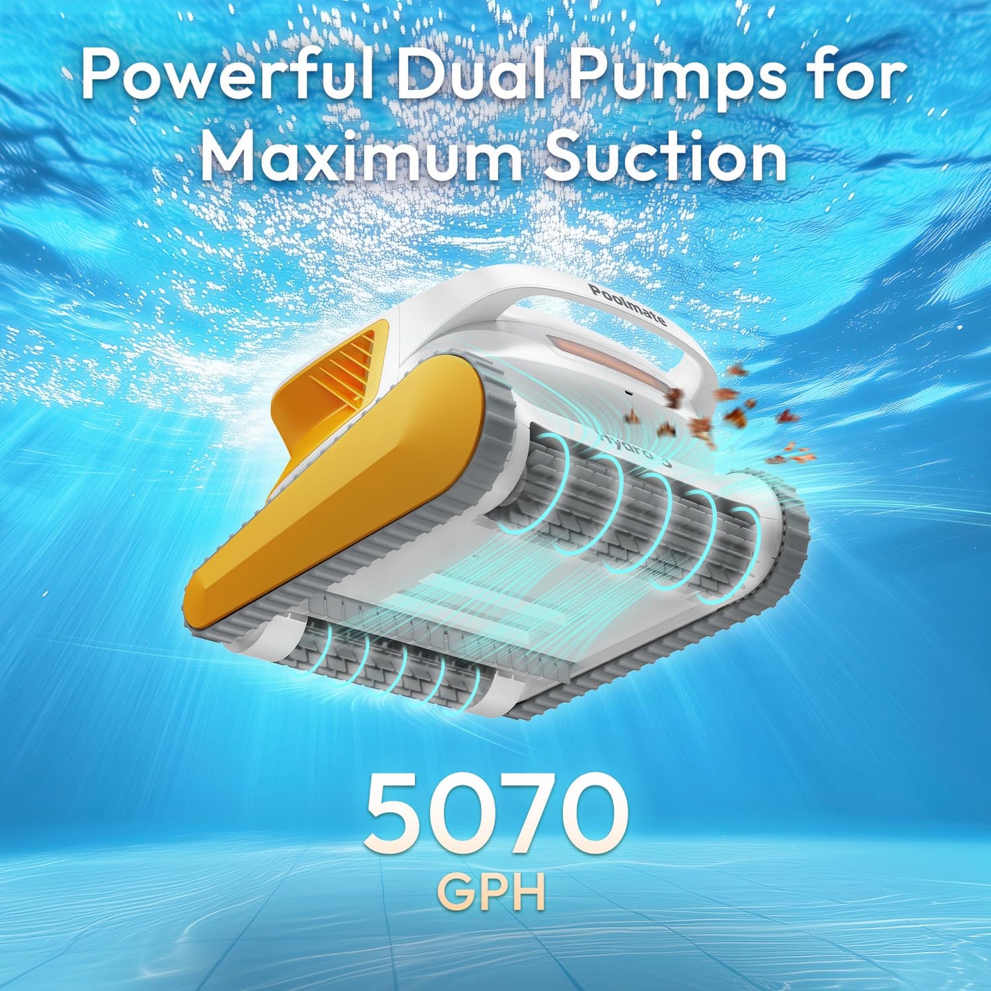 Cordless Robotic Pool Cleaner, Automatic Pool Vacuum for Inground and Above Ground Pools, Lasts 200 Mins, Floor/Wall/Waterline Cleaning, Dual Inlet, Waterline Technology, Self-Parking