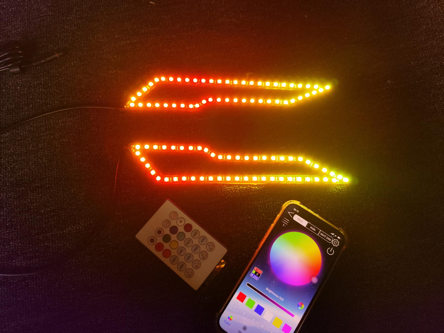 2PCS RGB Dream Color Chasing LED Halo Rings Kit - Angel Eyes Lights with Bluetooth & Remote, Fits 2020-2024 Polaris Slingshot Lower Overlay Lighting Off-Road Attracive Eyes