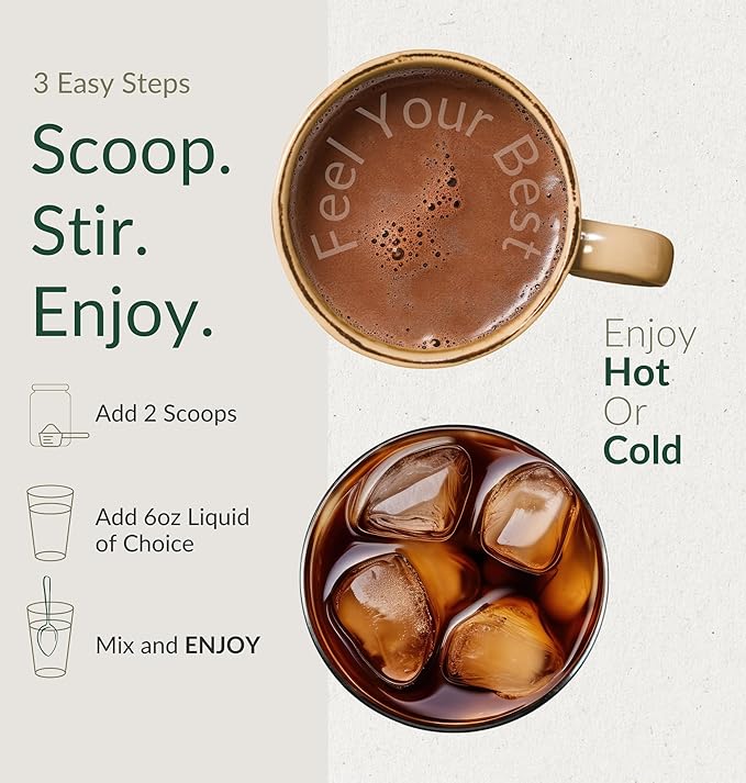 BiOptimizers Mushroom Coffee Alternative – Chocolate Drink – Lion’s Mane, Chaga, Reishi + Collagen Peptides for Focus, Energy & Gut Health – Adaptogenic Mushrooms & MCT Powder – 30 Servings