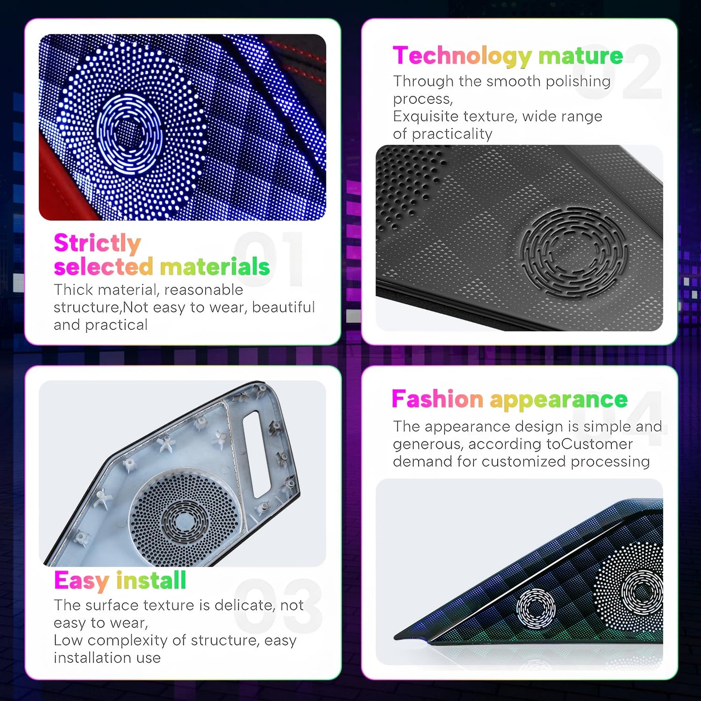 Bracingo Door Speaker Relays Cover Trim w/Neon Accent Lights fit for C8 Corvette 2019-2024,LED Ambient Foot Lights,Atmosphere Door Storage Box Lamps,Voice APP Button Switching Control,RGB