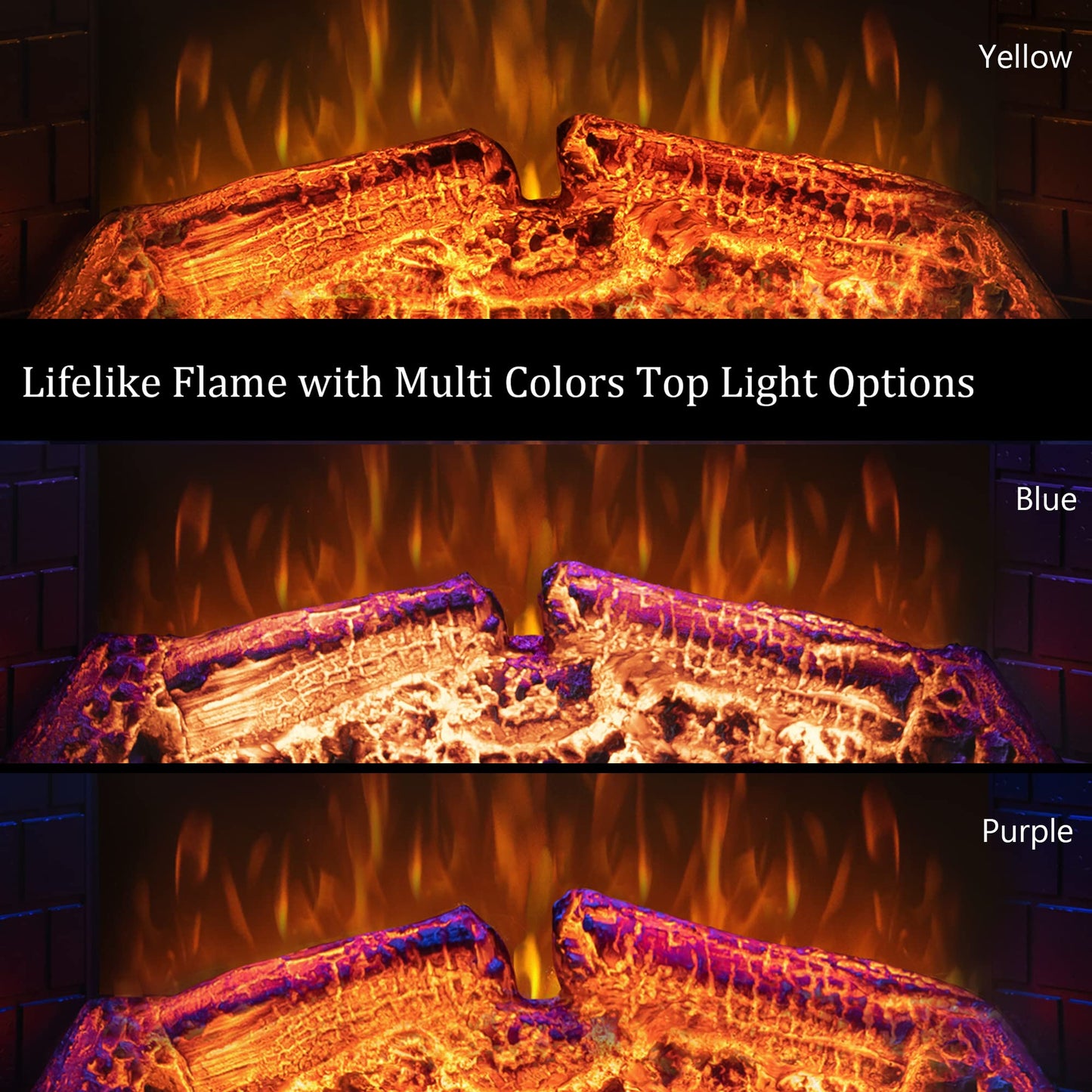 Benrocks 33'' Electric Fireplace Inserts, Recessed & Built in Wall Electric Fireplace Heater with Fire Crackling Sound, Adjustable Top Light & Flame Speed, Overheating Protection, 750/1500W Black