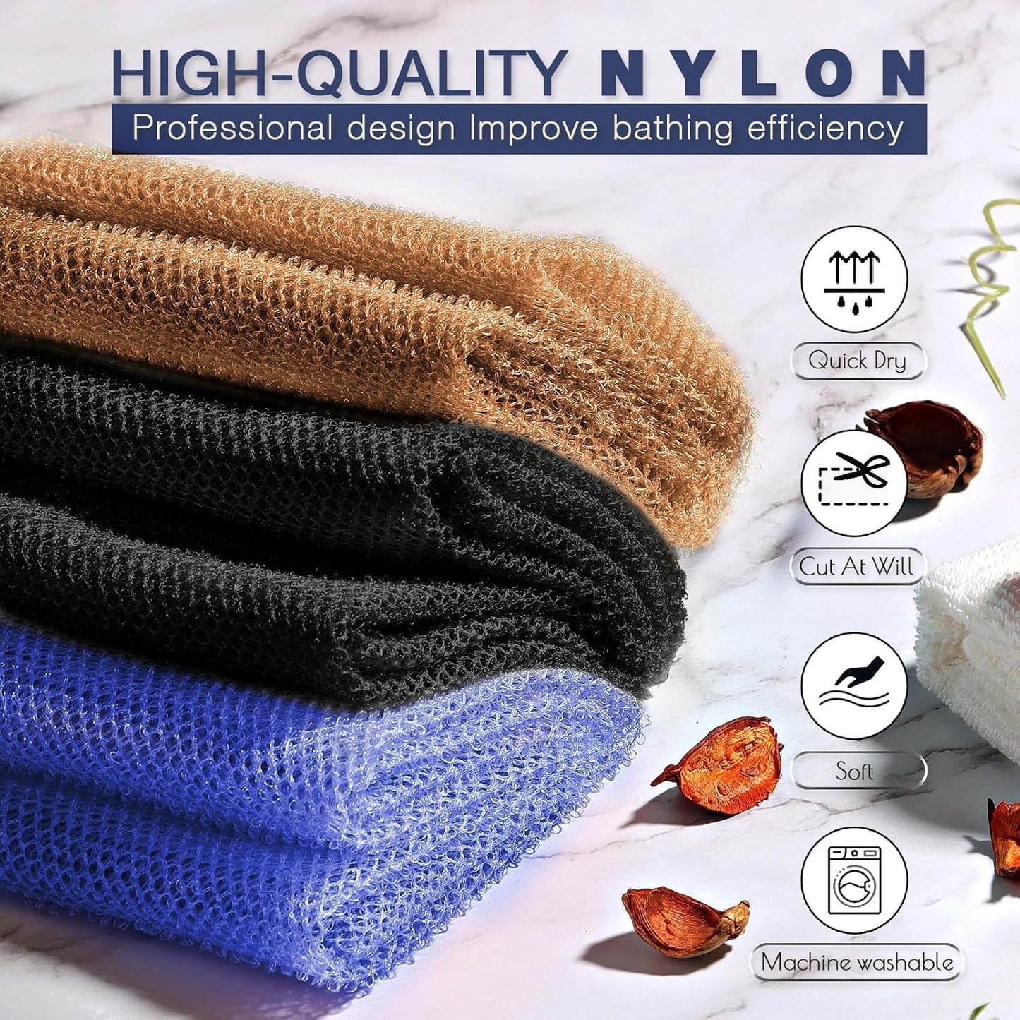 3-Piece African Exfoliating Net Bath Sponge Set | Skin Smoother | Daily Use