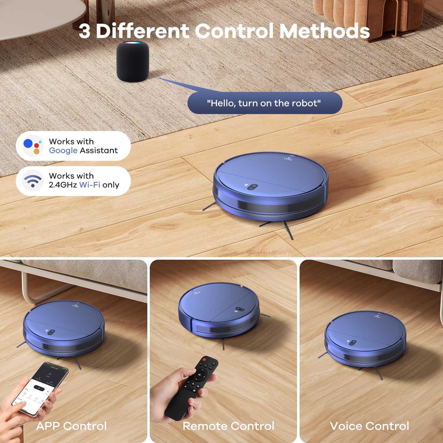 ZCWA Robot Vacuum and Mop Combo,2.4GHz WiFi/APP Aspiradora Robot,4 Cleaning Mode Automatic Vacuum Robot,Self-Charging Robotic Vacuums for Pet Hair