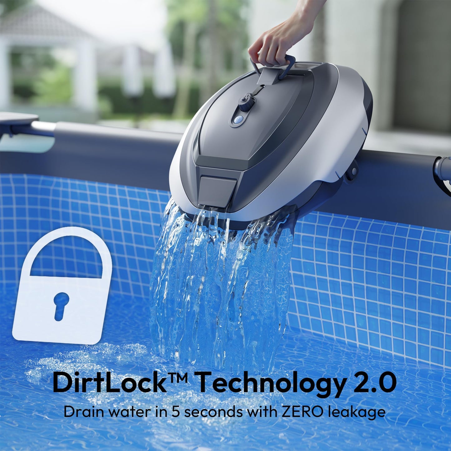 BUBLUE BuSwift 320P Robotic Pool Cleaner, Hydro Dynamic Design, Pool Vacuum with Superior Suction, High Efficiency, DirtLock 2.0, Auto-Parking for Above-Ground Flat Pools up to 850 Sq.Ft, Space Gray