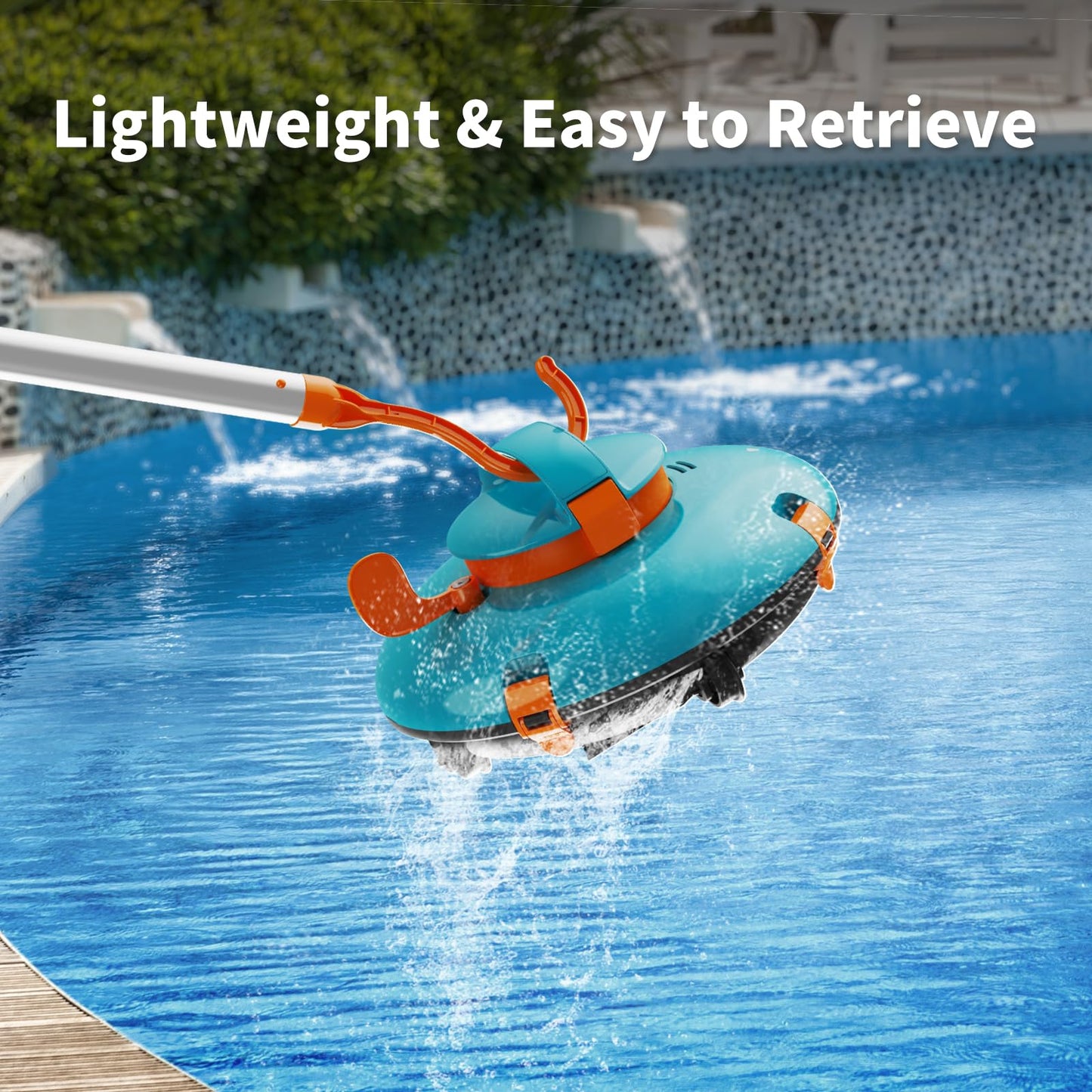 LVKE L1 Cordless Robotic Pool Cleaner, Pool Vacuum for Above Ground Pools with Obstacle-Crossing, 70 Mins Runtime, 40W Powerful Suction, Auto-Parking, Ideal for Flat Pools up to 38 Feet, Orange