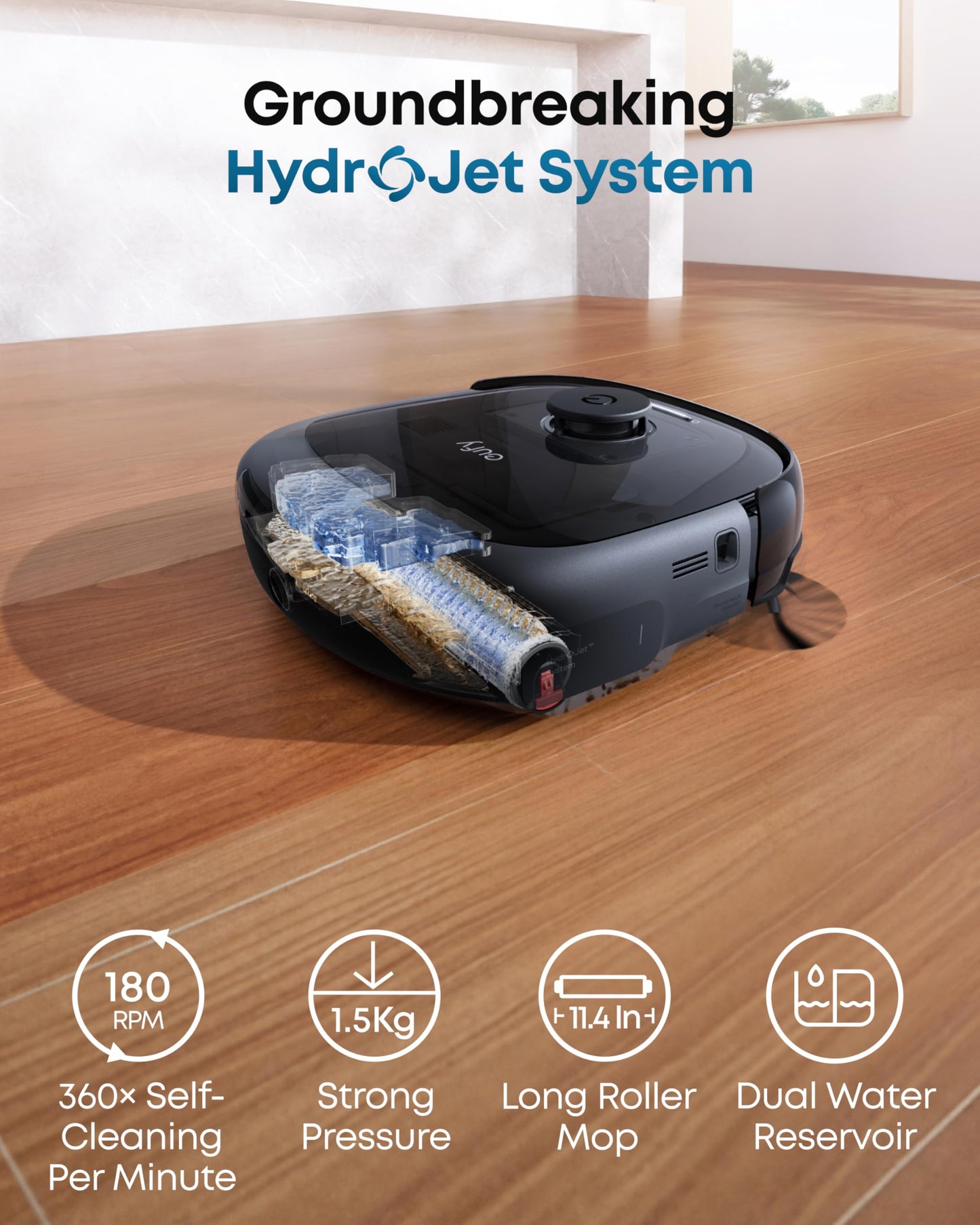 eufy E28 Omni Robot Vacuum and Mop Combo,HydroJet System,with Portable Deep Cleaner for Carpet,20,000Pa Turbo Suction,Zero-Tangling,Corner to Edge Deep Cleaning,with auto All-in-One Station