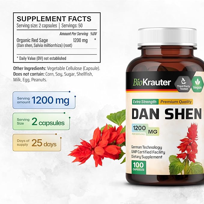 BIO KRAUTER Lion’s Mane 250 Capsules & Dan Shen 100 Capsules