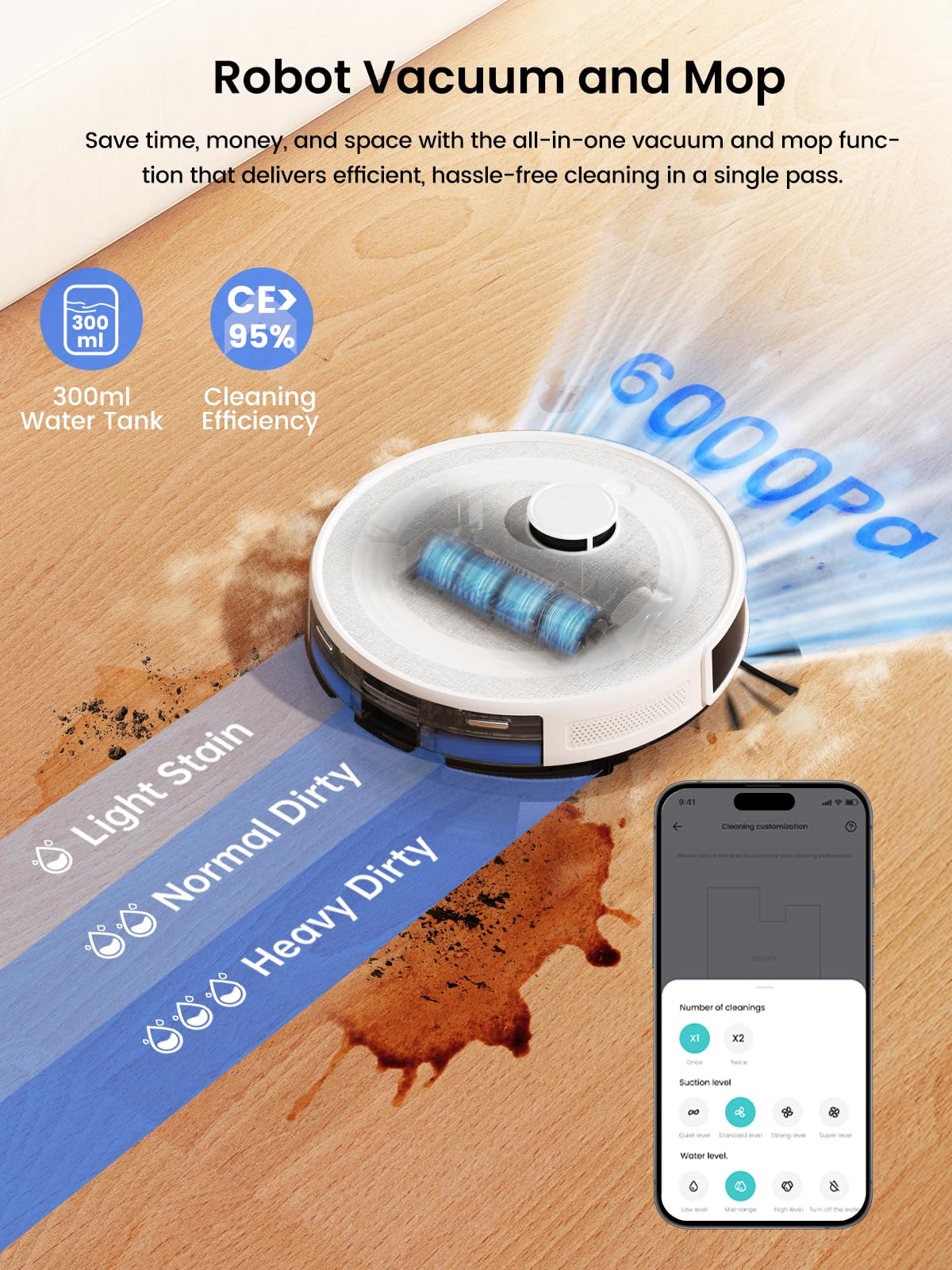 Lefant Robot Vacuum and Mop Combo, 8 Weeks Self-Emptying with Dual Dustbin Options, 6000Pa LiDAR Robotic Vacuum Cleaner with Precision Mapping, 240mins, Carpet Detection, WiFi/App/Alexa, M2S Pro