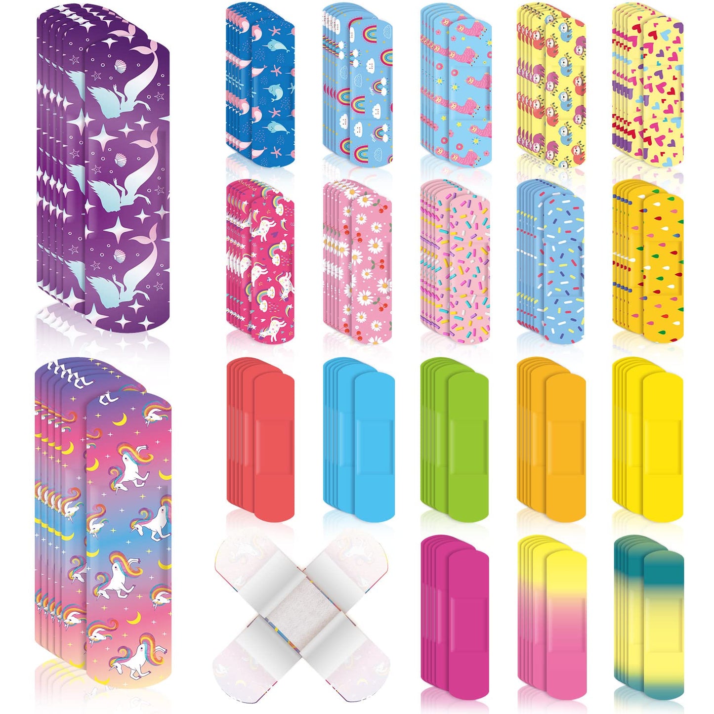120 Pcs 20 Styles Kids Cartoon Bandages Bulk Flexible Adhesive Colorful Strips Waterproof Cute Bandages Comfortable Protection Care for Girls Boys Children Toddlers Cuts Scrapes Burns (Fresh Style)